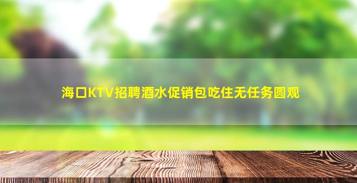 海口KTV招聘酒水促销包吃住无任务圆观